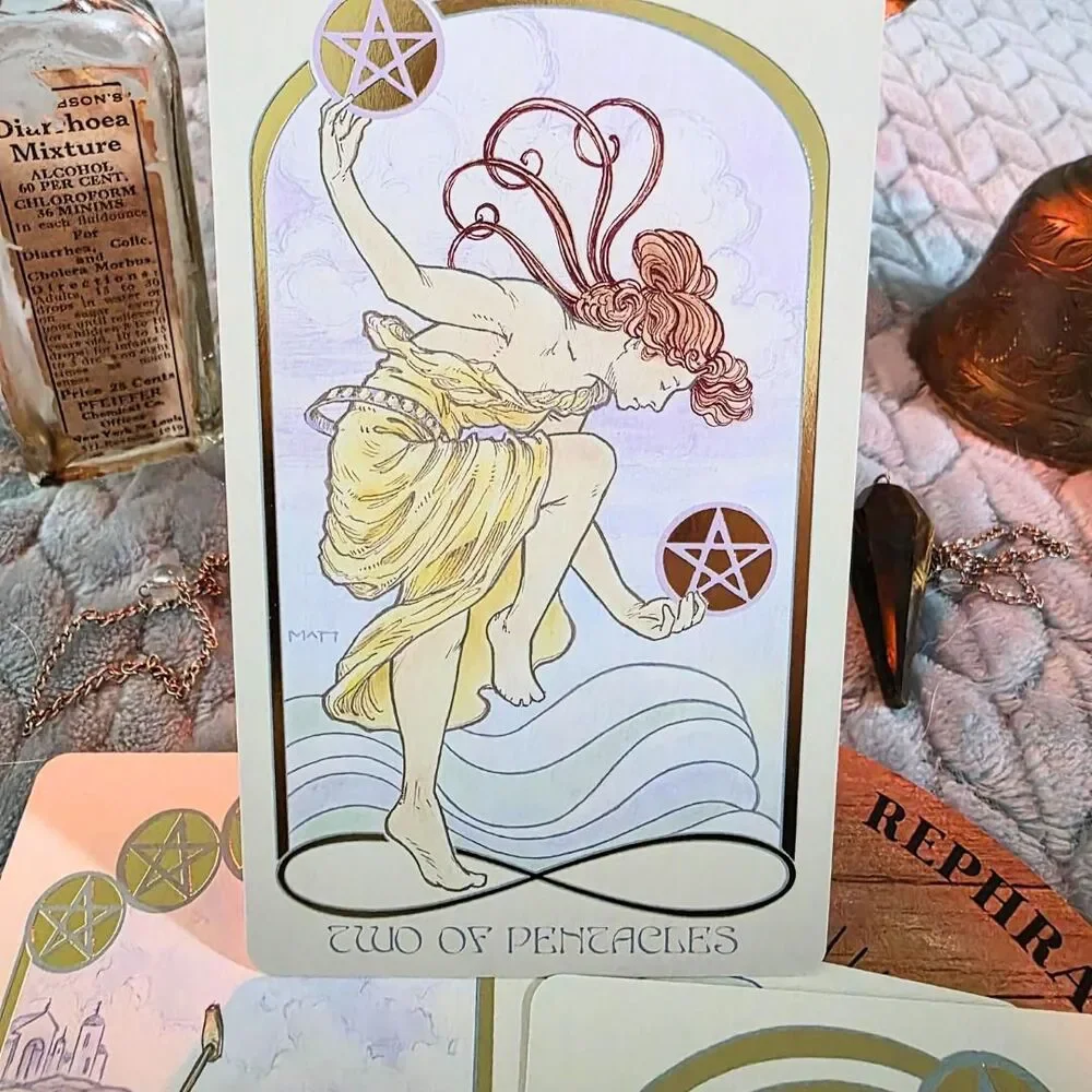 Ethereal Visions Tarot Deck | Art Nouveau Gold Foil Cards with Guidebook